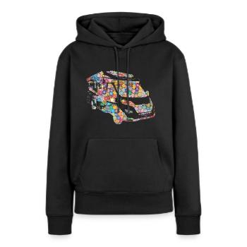 Camping-car fleuri romantique - Sweat à capuche Premium bio Femme - noir - Devant - Julia (174cm)