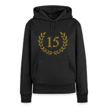 15 - Frauen Premium Bio Hoodie - Schwarz - Vorne - Julia (174cm)