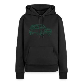 R4 (Voiture) - Sweat à capuche Premium bio Femme - noir - Devant - Julia (174cm)