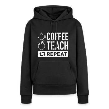 Café Enseigner répéter - Sweat à capuche Premium bio Femme - noir - Devant - Julia (174cm)