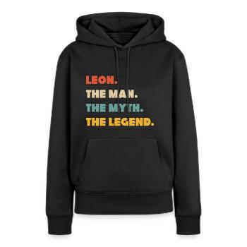 leon - Sweat à capuche Premium bio Femme - noir - Devant - Julia (174cm)