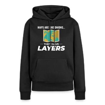 Kartenebenen GIS Kartografie Geographische Daten - Frauen Premium Bio Hoodie - Schwarz - Vorne - Julia (174cm)