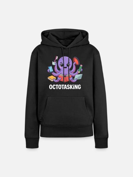 Octotasking Krake im Multitasking Modus - Frauen Premium Bio Hoodie - Schwarz