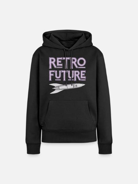 Retro Future Rakete Nostalgie - Frauen Premium Bio Hoodie - Schwarz