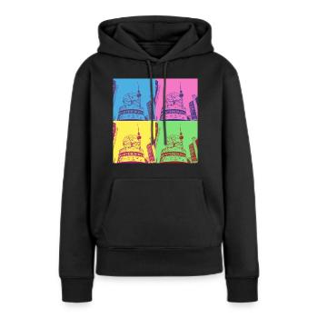 Berlin, Skyline, ville, Allemagne, Pop Art Style - Sweat à capuche Premium bio Femme - noir - Devant - Julia (174cm)