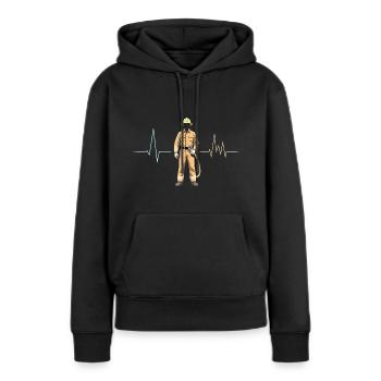 Dicton de la brigade de pompiers - Sweat à capuche Premium bio Femme - noir - Devant - Julia (174cm)