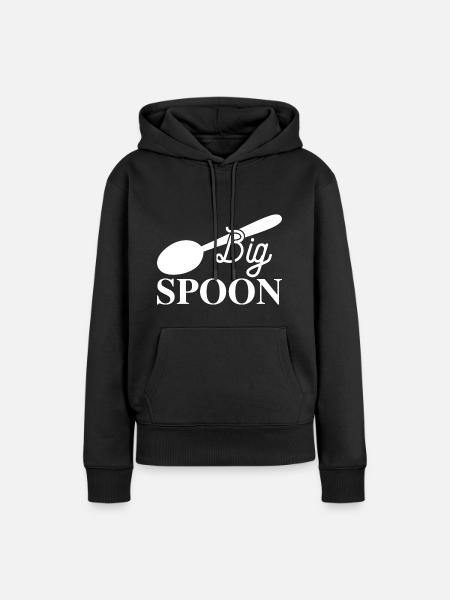 Großer Löffel und kleiner Löffel - Frauen Premium Bio Hoodie - Schwarz