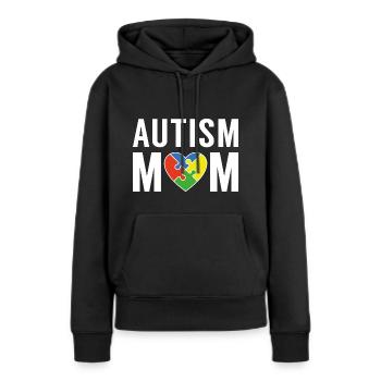 Maman autiste - Sweat à capuche Premium bio Femme - noir - Devant - Julia (174cm)