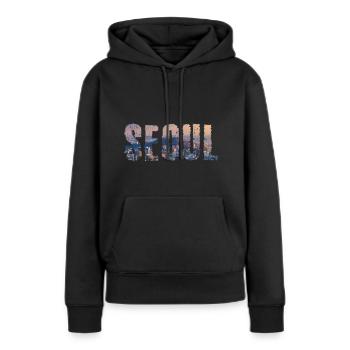 seoul stadt - Frauen Premium Bio Hoodie - Schwarz - Vorne - Julia (174cm)