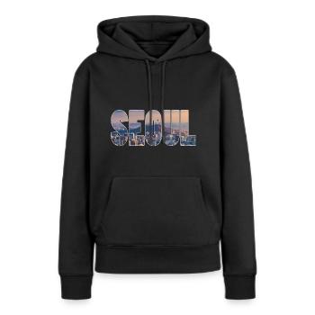 seoul korea - Frauen Premium Bio Hoodie - Schwarz - Vorne - Julia (174cm)