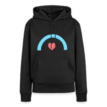 Coeur Arc Forme Symbole Formes Rouge Bleu - Sweat à capuche Premium bio Femme - noir - Devant - Julia (174cm)