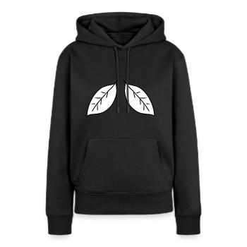 zwei Blätter blatt symbol - Frauen Premium Bio Hoodie - Schwarz - Vorne - Julia (174cm)
