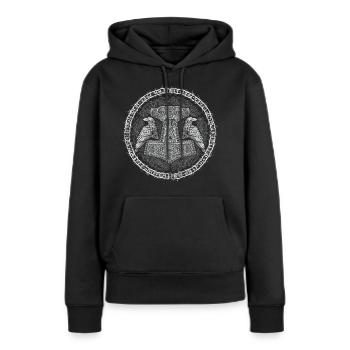 Mjölnir & Raben – Puissance nordique - Sweat à capuche Premium bio Femme - noir - Devant - Julia (174cm)