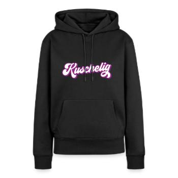 kuschelig | Farben änderbar - Frauen Premium Bio Hoodie - Schwarz - Vorne - Julia (174cm)