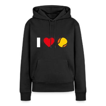 ICH LIEBE BEACH TENNIS | I LOVE BEACH TENNIS - Frauen Premium Bio Hoodie - Schwarz - Vorne - Julia (174cm)