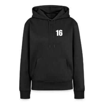 16 - Sweat à capuche Premium bio Femme - noir - Devant - Julia (174cm)