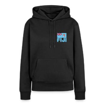 Fidji - Sweat à capuche Premium bio Femme - noir - Devant - Julia (174cm)