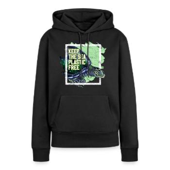 Protection de l’environnement Chemise activiste Sans plastique Recyclage - Sweat à capuche Premium bio Femme - noir - Devant - Julia (174cm)