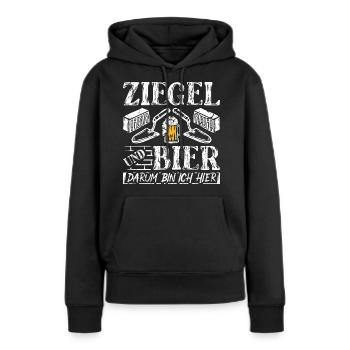 Ziegel und Bier für Handwerker Bauarbeiter Maurer - Frauen Premium Bio Hoodie - Schwarz - Vorne - Julia (174cm)