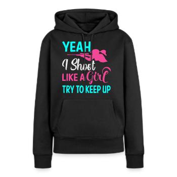 Shooting Girl - Frauen Premium Bio Hoodie - Schwarz - Vorne - Julia (174cm)