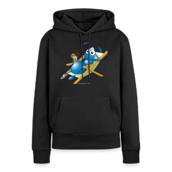 Ameise im Liegestuhl - Frauen Premium Bio Hoodie - Schwarz - Vorne - Julia (174cm)