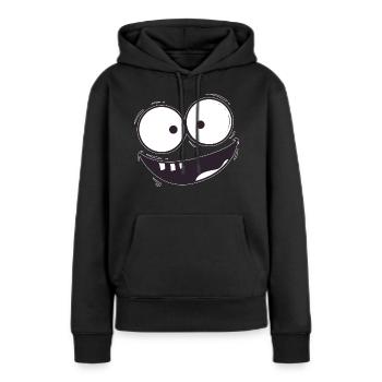 Der Grinse Mann - Frauen Premium Bio Hoodie - Schwarz - Vorne - Julia (174cm)