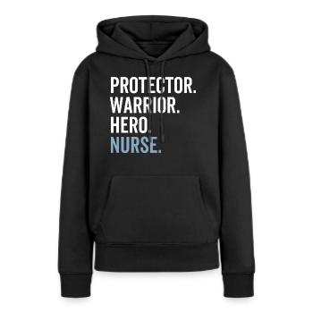 Protecteur Guerrier Héros Infirmière - Sweat à capuche Premium bio Femme - noir - Devant - Julia (174cm)