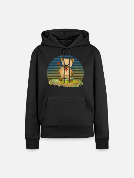Teddybär - Frauen Premium Bio Hoodie - Schwarz