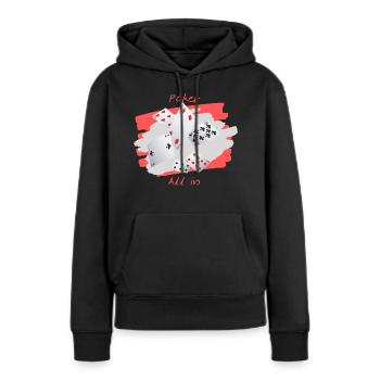 Poker All in - Sweat à capuche Premium bio Femme - noir - Devant - Julia (174cm)
