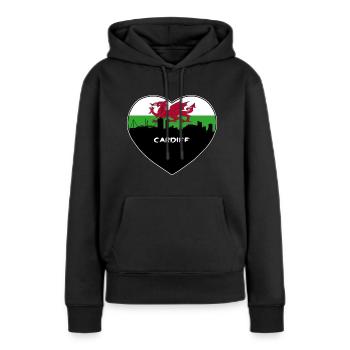 Cardiff Wales Flag Skyline Souvenir de voyage - Sweat à capuche Premium bio Femme - noir - Devant - Julia (174cm)