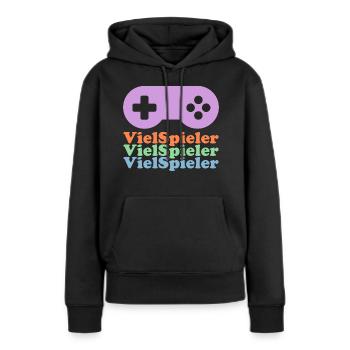 Viel-Spieler - Frauen Premium Bio Hoodie - Schwarz - Vorne - Julia (174cm)