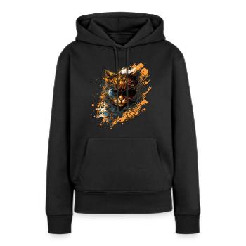 Furchtlos und wild: Badass-Katze! - Frauen Premium Bio Hoodie - Schwarz - Vorne - Julia (174cm)