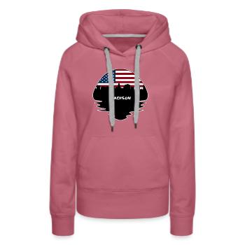 Madison Wisconsin USA Flagge Skyline Silhouette Trav - Frauen Premium Bio Hoodie - Malve - Vorne - Isabella (175cm)