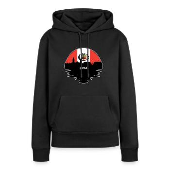 Lima Pérou Flag Skyline Silhouette Voyage - Sweat à capuche Premium bio Femme - noir - Devant - Julia (174cm)