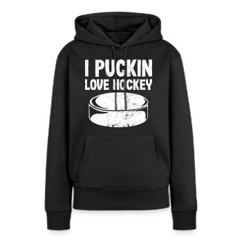 Hockey i puckin love hockey spieler - Frauen Premium Bio Hoodie - Schwarz - Vorne - Julia (174cm)