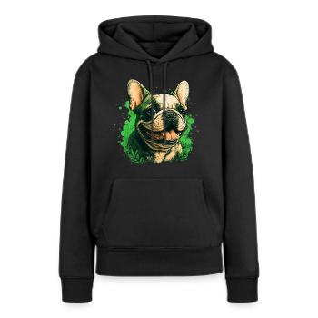 Französische Bulldogge - Frauen Premium Bio Hoodie - Schwarz - Vorne - Julia (174cm)