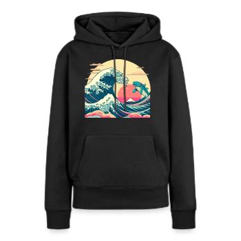 Wellenhai - Frauen Premium Bio Hoodie - Schwarz - Vorne - Julia (174cm)