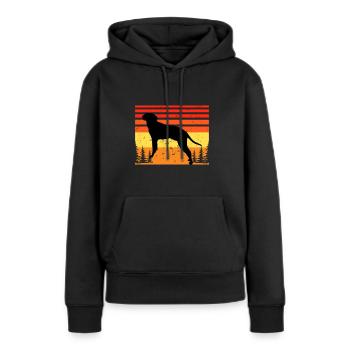 Braque Saint Germain Dog Silhouette Retro Coucher de soleil - Sweat à capuche Premium bio Femme - noir - Devant - Julia (174cm)