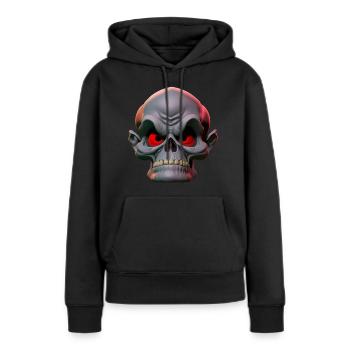 crâne grincheux - Sweat à capuche Premium bio Femme - noir - Devant - Julia (174cm)