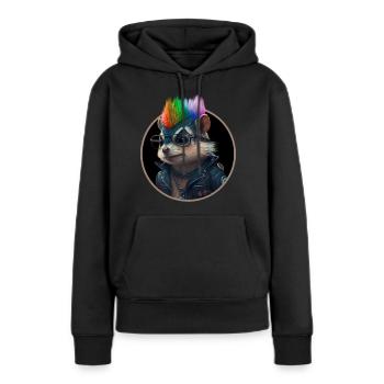 Punk Eichhörnchen mit Regenbogen Irokese Frisur - Frauen Premium Bio Hoodie - Schwarz - Vorne - Julia (174cm)
