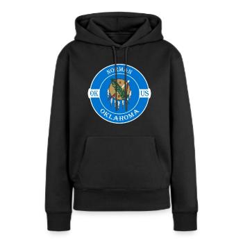 Norman Oklahoma Flag USA Travel Souvenir Badge - Sweat à capuche Premium bio Femme - noir - Devant - Julia (174cm)