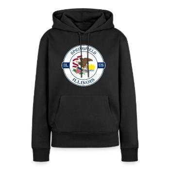 Springfield Illinois Flagge USA Souvenir Abzeichen - Frauen Premium Bio Hoodie - Schwarz - Vorne - Julia (174cm)