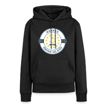 Warwick Rhode Island Flag USA Souvenir Badge - Sweat à capuche Premium bio Femme - noir - Devant - Julia (174cm)