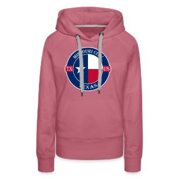 Missouri City Texas Flagge USA Reise Souvenir Abzeichen - Frauen Premium Bio Hoodie - Malve - Vorne - Isabella (175cm)