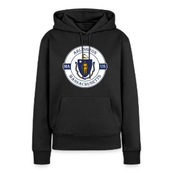 Arlington Massachusetts Flagge USA Souvenir Abzeichen - Frauen Premium Bio Hoodie - Schwarz - Vorne - Julia (174cm)