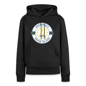 Woonsocket Rhode Island Flag USA Souvenir Badge - Sweat à capuche Premium bio Femme - noir - Devant - Julia (174cm)