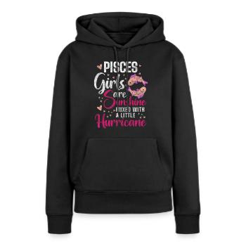 Poissons Février Superstitions - Sweat à capuche Premium bio Femme - noir - Devant - Julia (174cm)