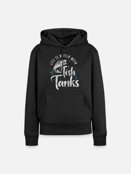 Aquarist Hobby Fisch Fischfutter - Frauen Premium Bio Hoodie - Schwarz
