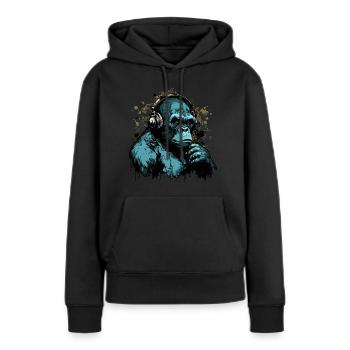 Gorilla Disc Jockey - Women’s Premium Organic Hoodie - black - Front - Julia (174cm)