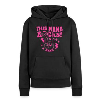 Diese Mama rockt Rock And Roll Mama - Frauen Premium Bio Hoodie - Schwarz - Vorne - Julia (174cm)